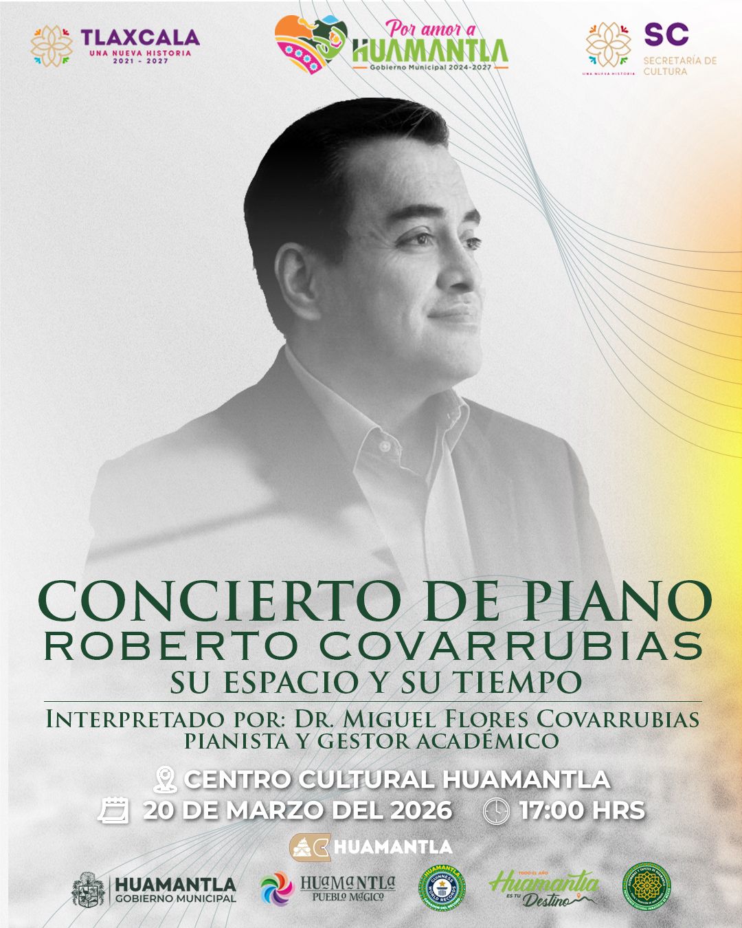 Gobierno municipal de Huamantla invita al concierto de piano 'Roberto Covarrubias: su espacio y su tiempo'